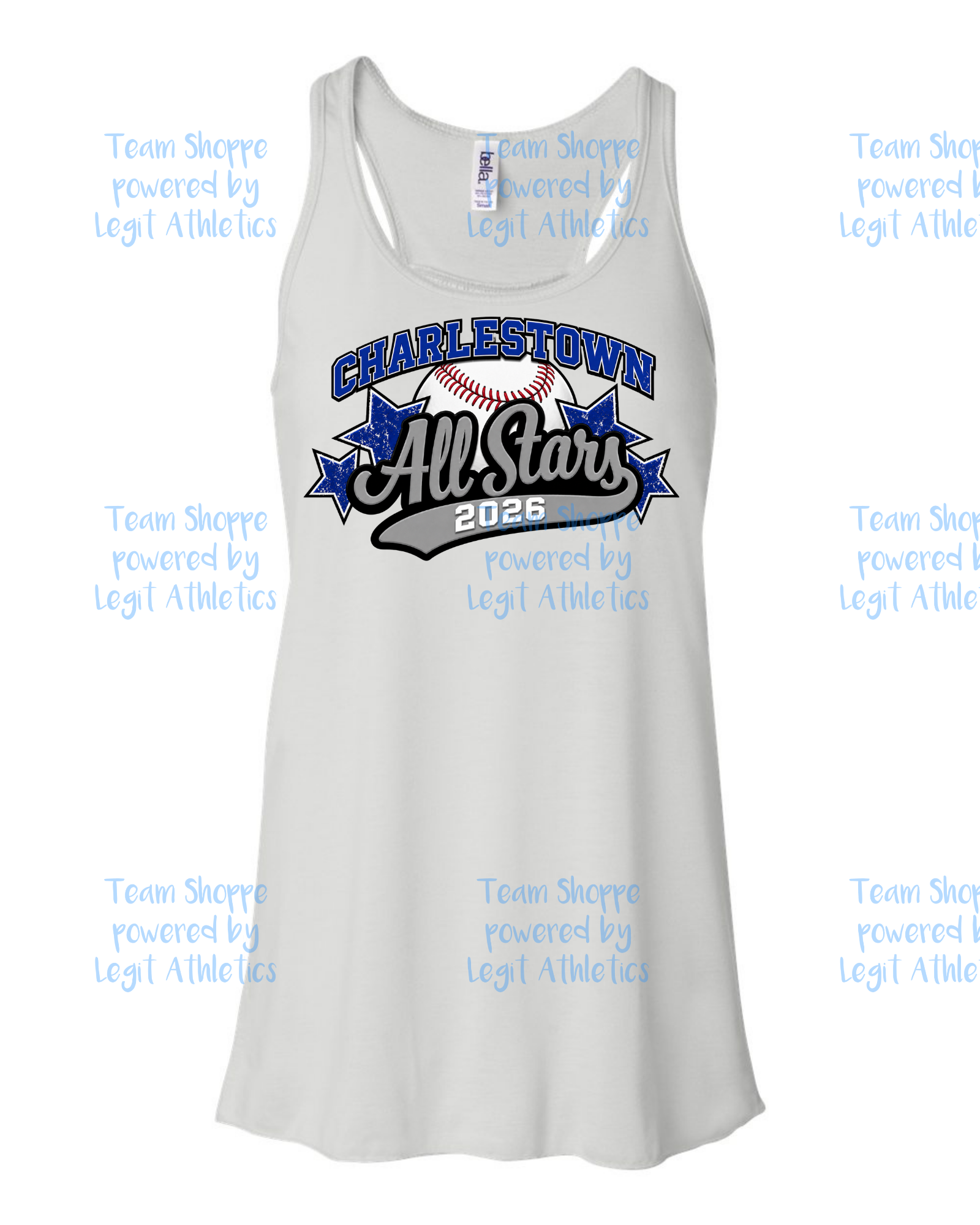 Women's & Girls Bella Flowy Racer Back Charlestown ALL STARS Baseball