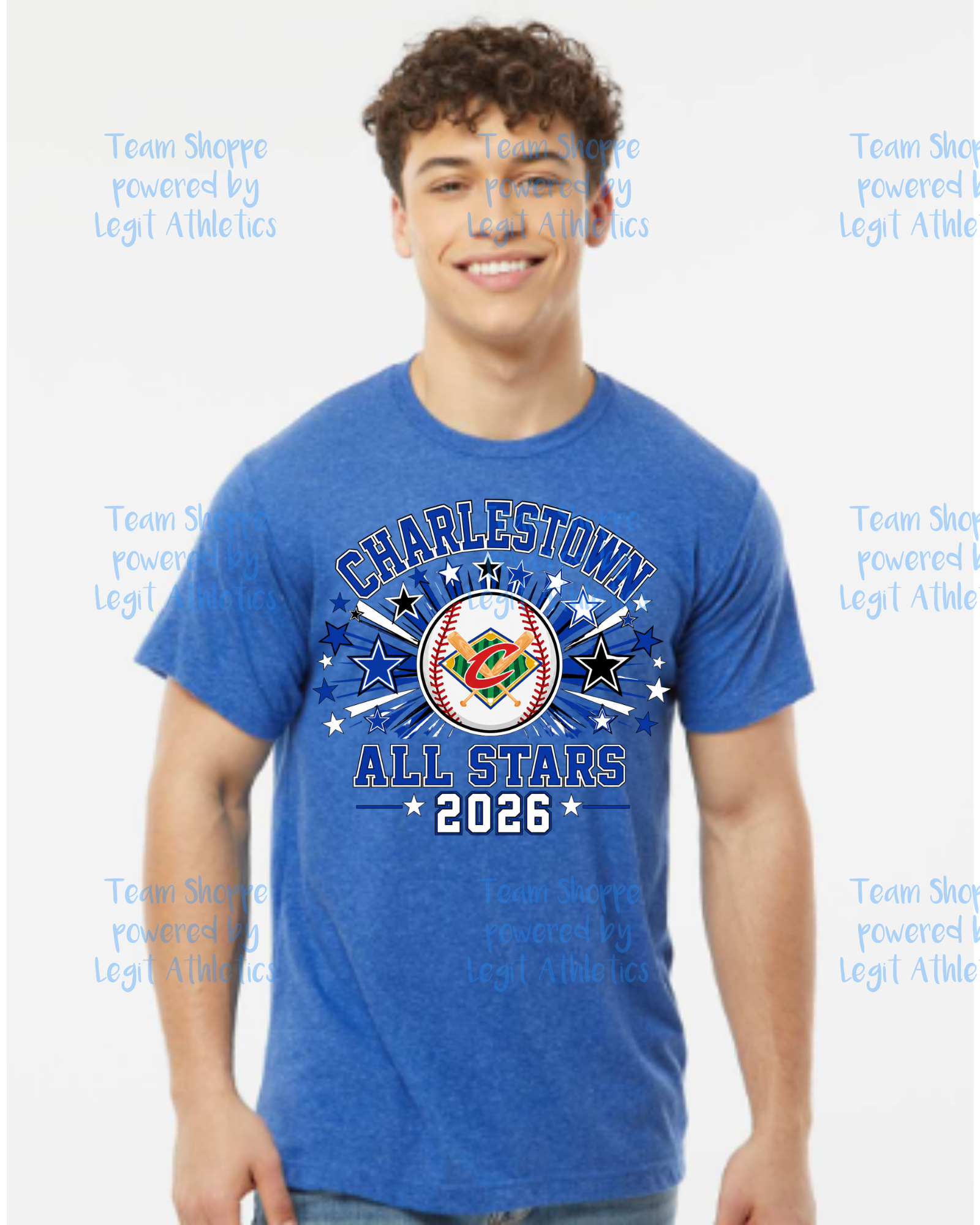Adult or Youth Unisex Tshirt Charlestown ALL STARS ~ Baseball