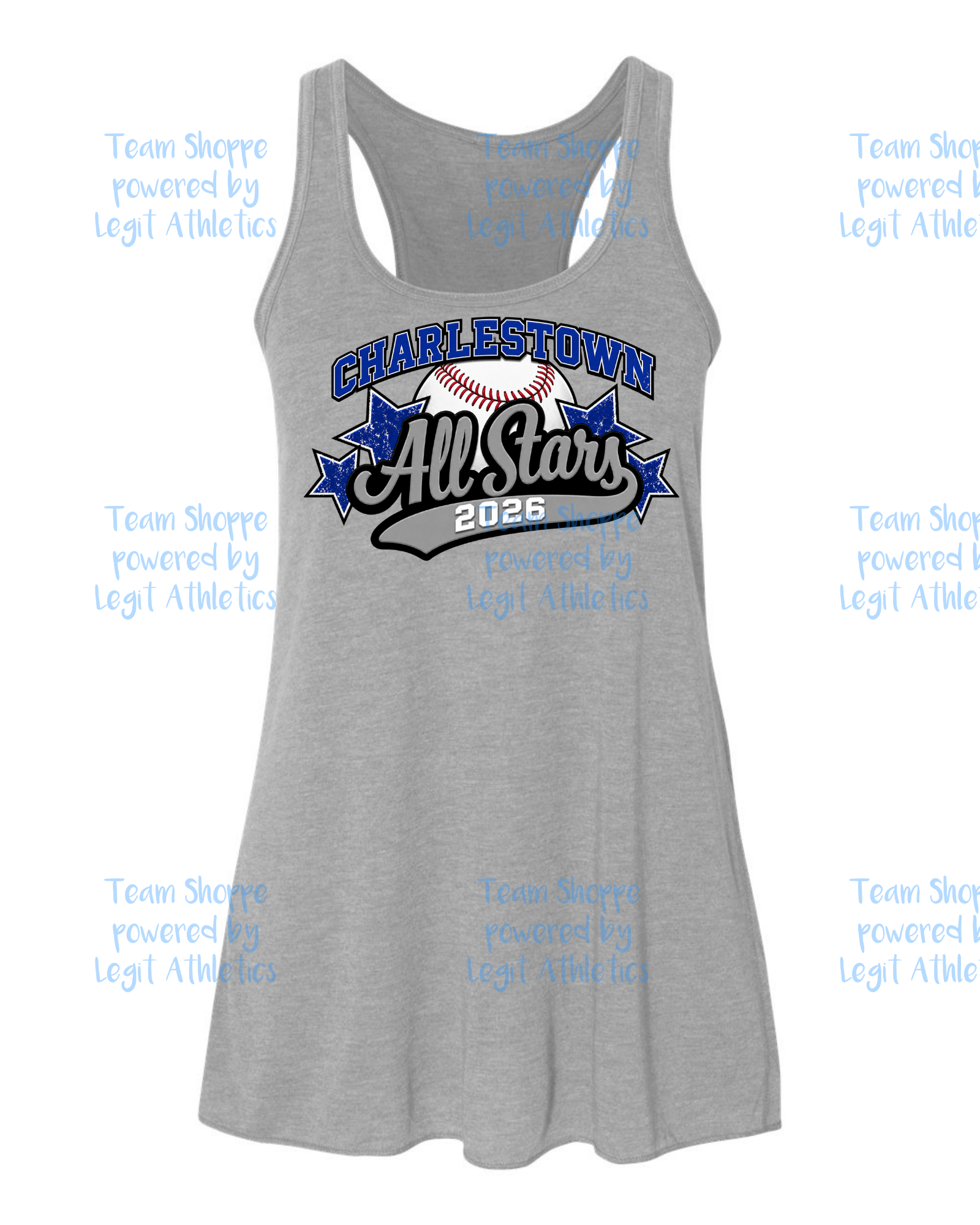 Women's & Girls Bella Flowy Racer Back Charlestown ALL STARS Baseball