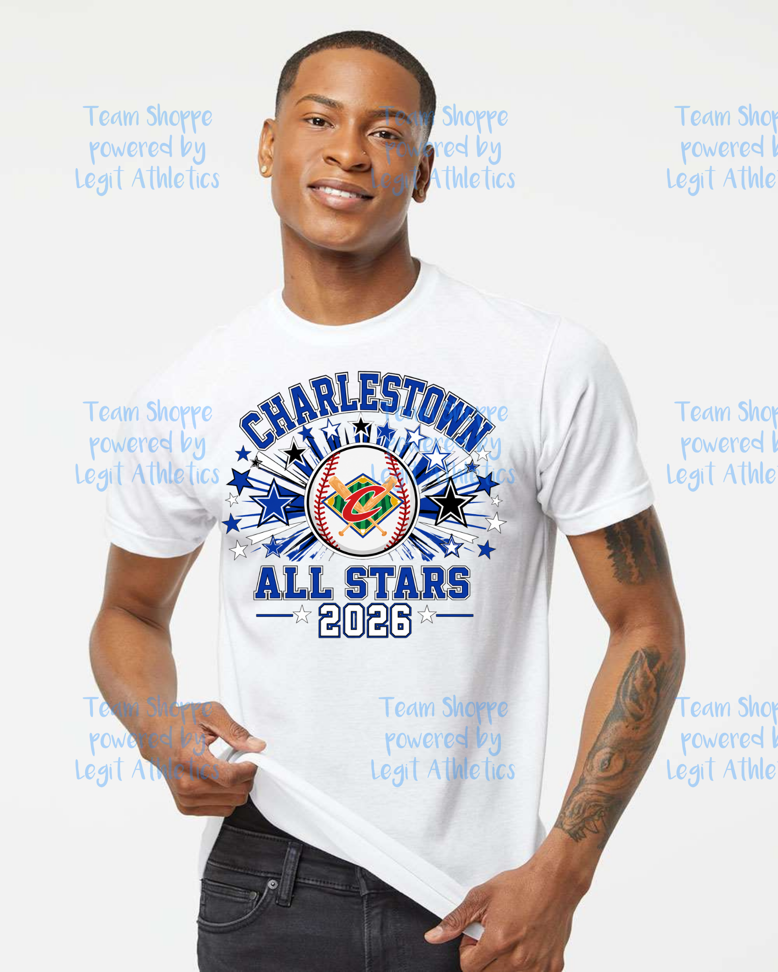 Adult or Youth Unisex Tshirt Charlestown ALL STARS ~ Baseball