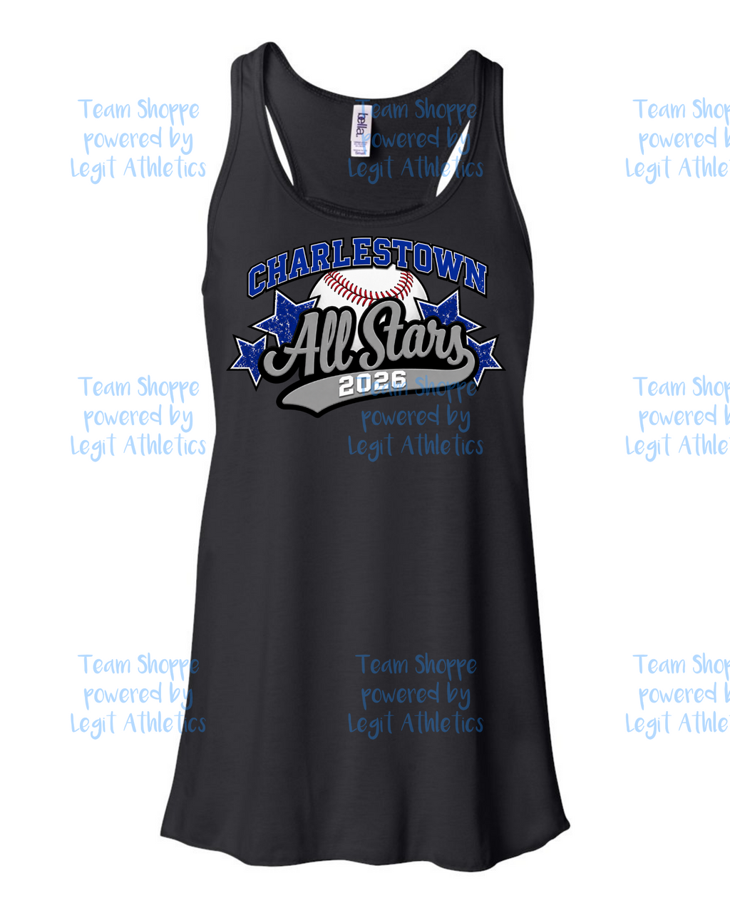 Women's & Girls Bella Flowy Racer Back Charlestown ALL STARS Baseball