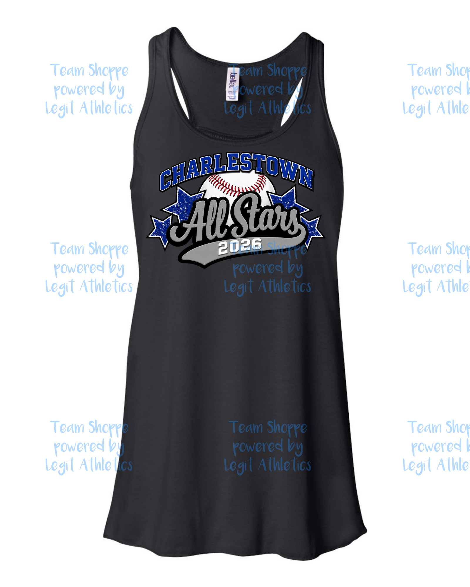 Women's & Girls Bella Flowy Racer Back Charlestown ALL STARS Baseball
