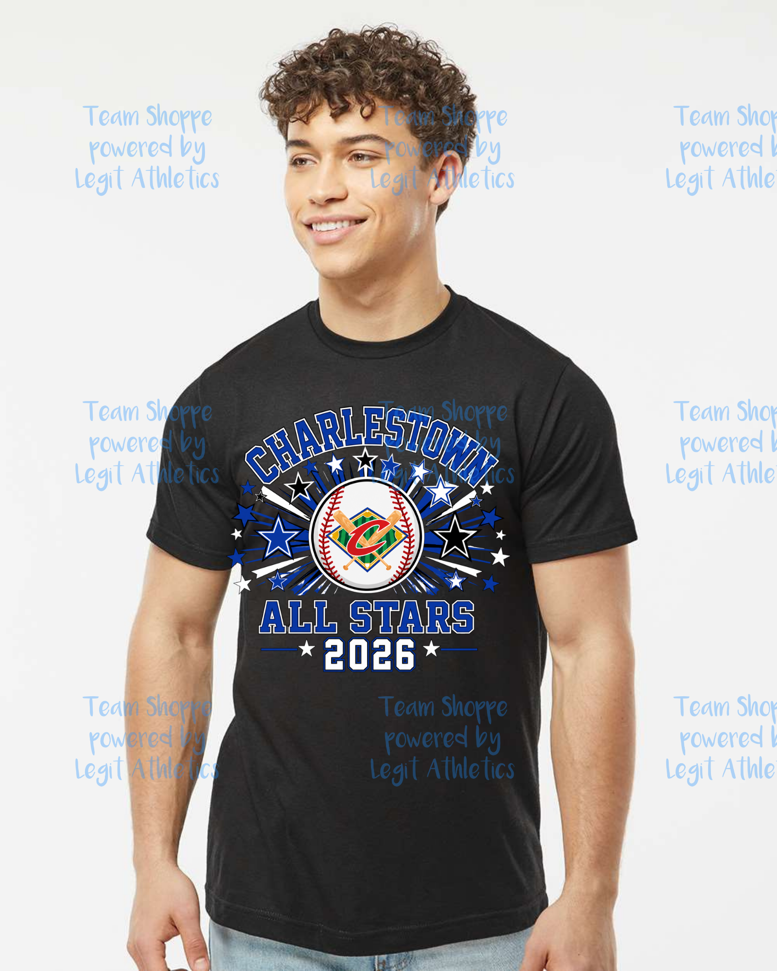 Adult or Youth Unisex Tshirt Charlestown ALL STARS ~ Baseball