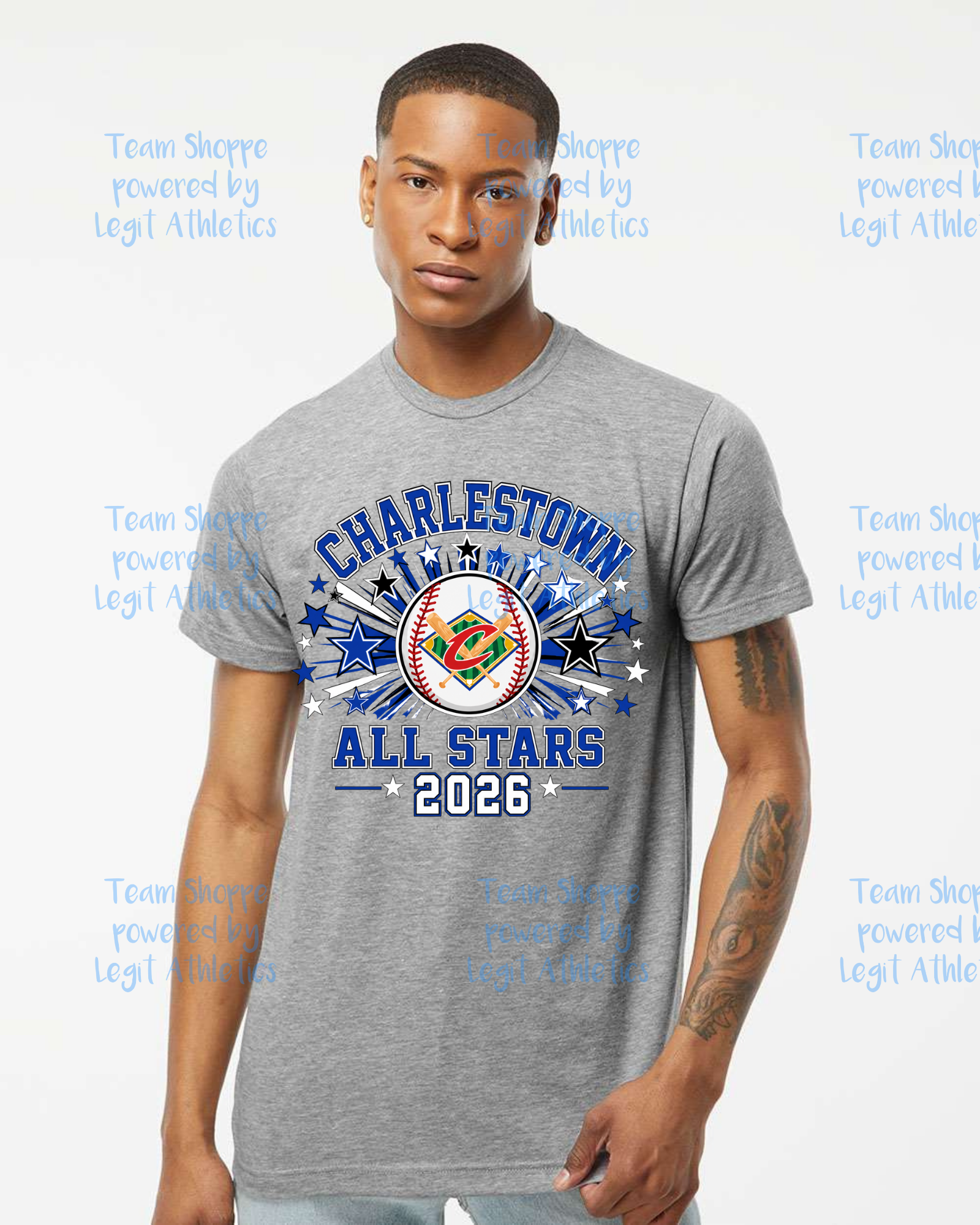 Adult or Youth Unisex Tshirt Charlestown ALL STARS ~ Baseball
