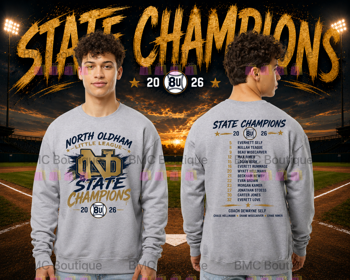 North Oldham Champ Youth Unisex Gildan Crew Neck Sweatshirt