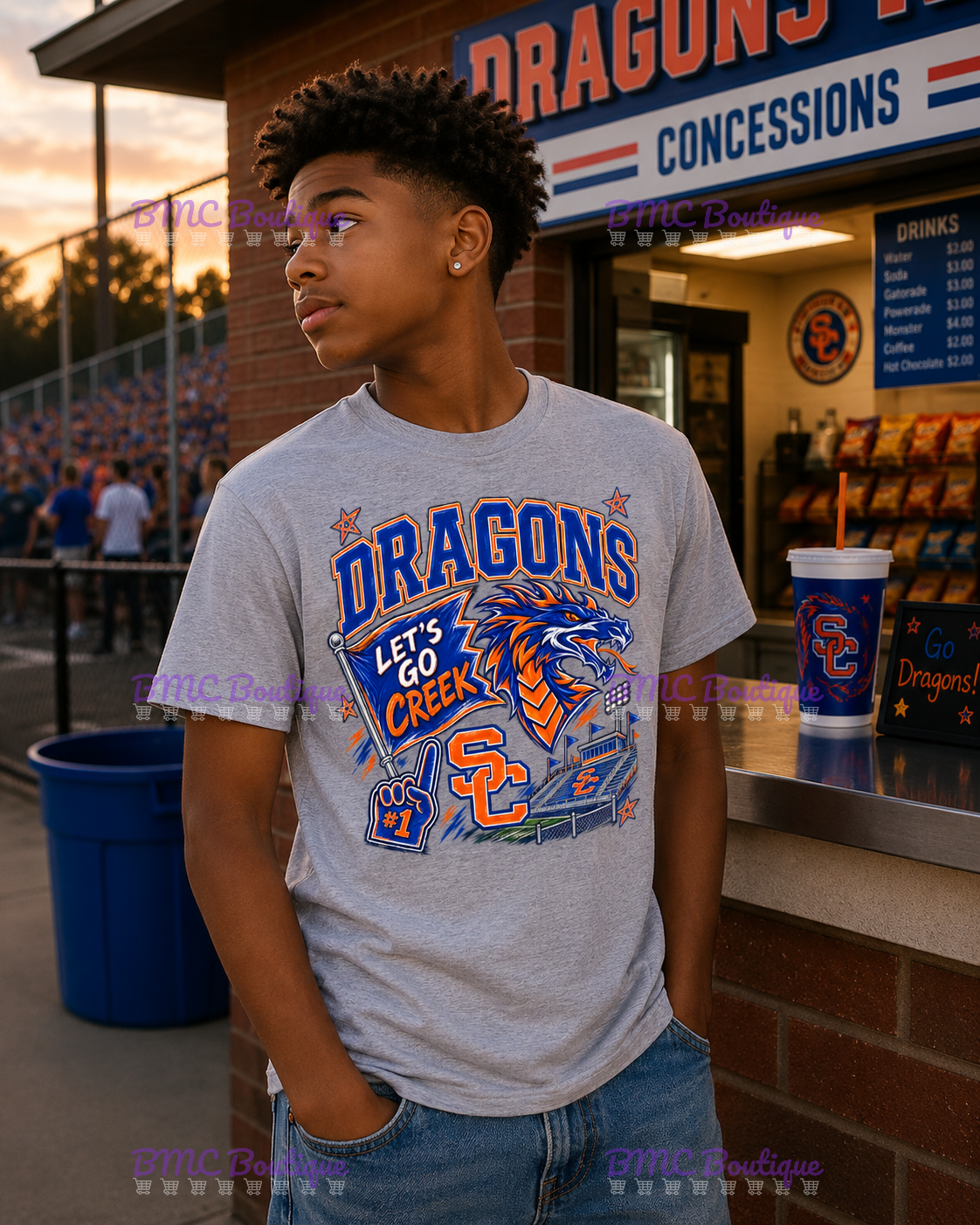 Let's Go Creek Game Day Football Adult or Youth Unisex DTF Tshirt or Hoodie