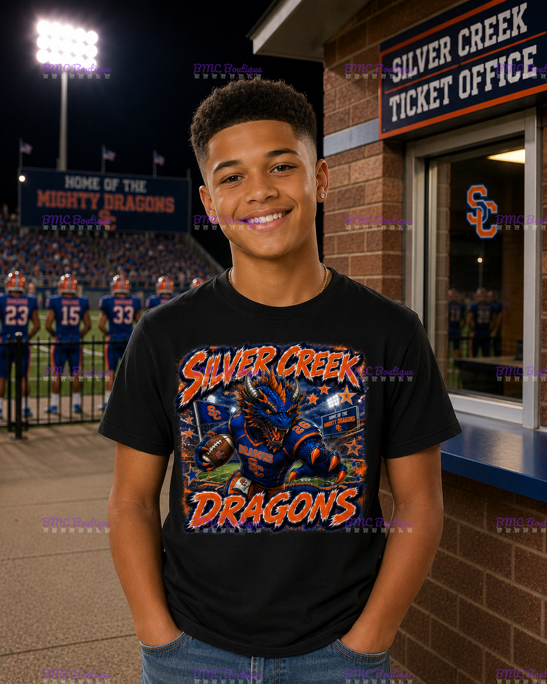 Dragon Graffiti Football Adult or Youth Unisex DTF Tshirt or Hoodie