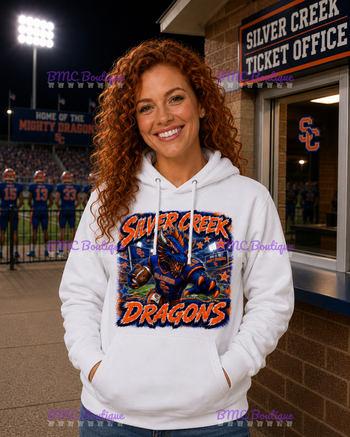 Dragon Graffiti Football Adult or Youth Unisex DTF Tshirt or Hoodie