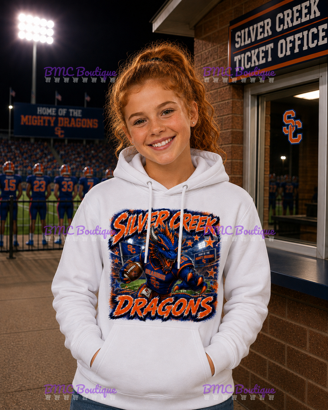 Dragon Graffiti Football Adult or Youth Unisex DTF Tshirt or Hoodie