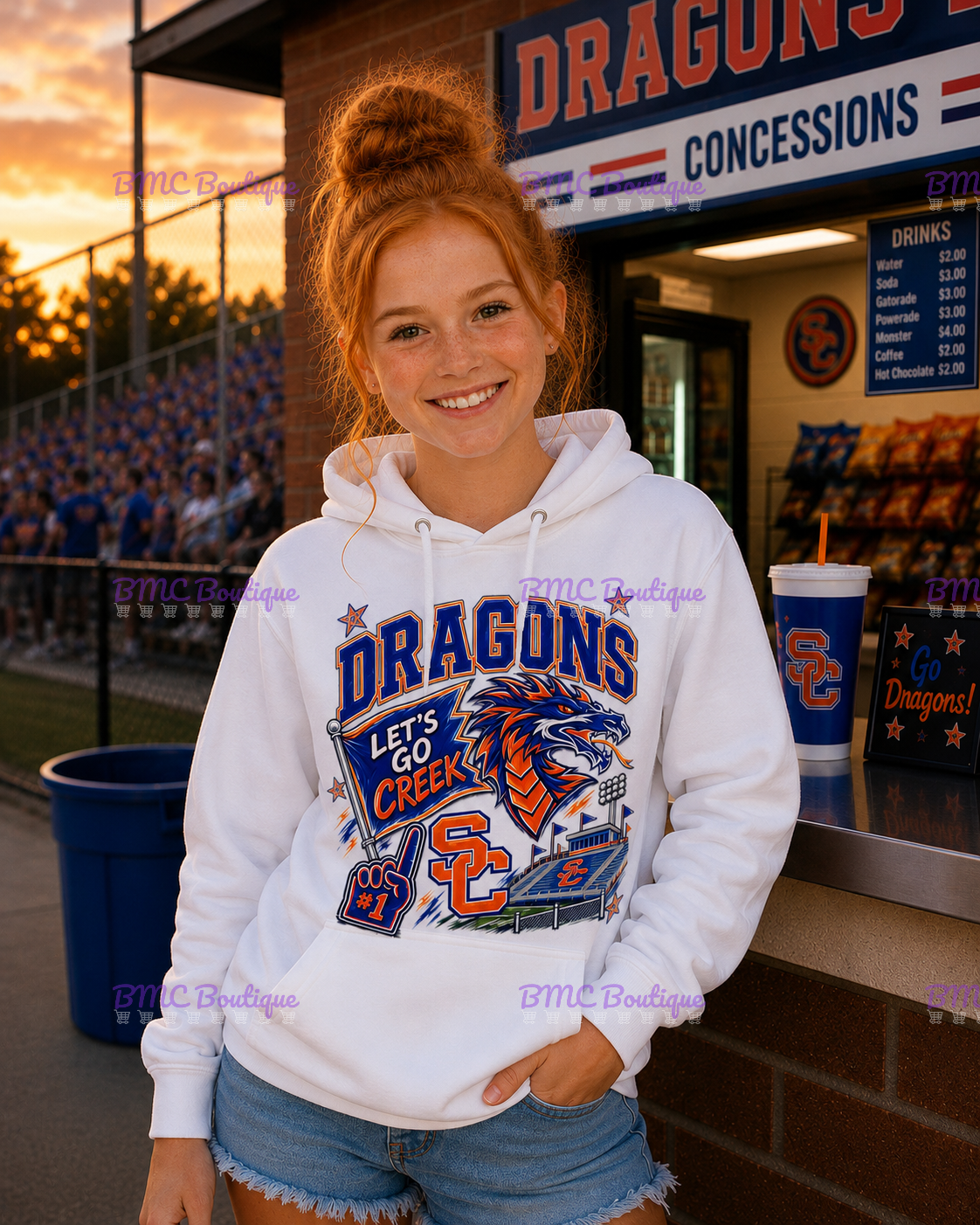 Let's Go Creek Game Day Football Adult or Youth Unisex DTF Tshirt or Hoodie