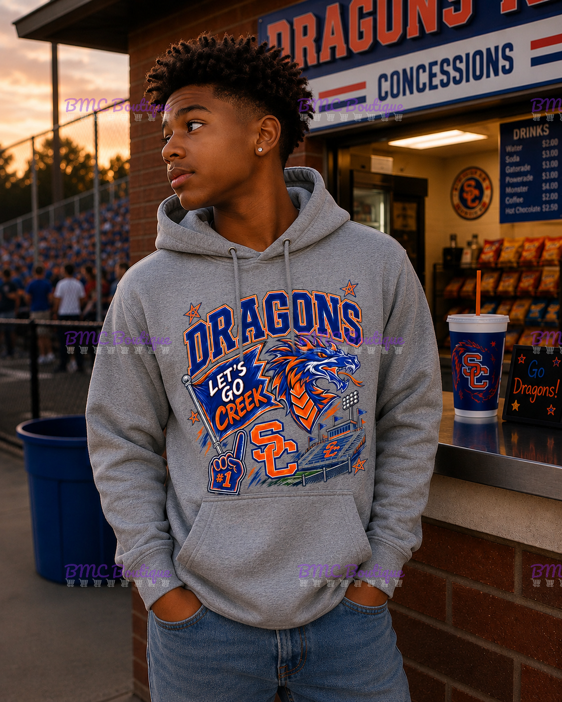 Let's Go Creek Game Day Football Adult or Youth Unisex DTF Tshirt or Hoodie
