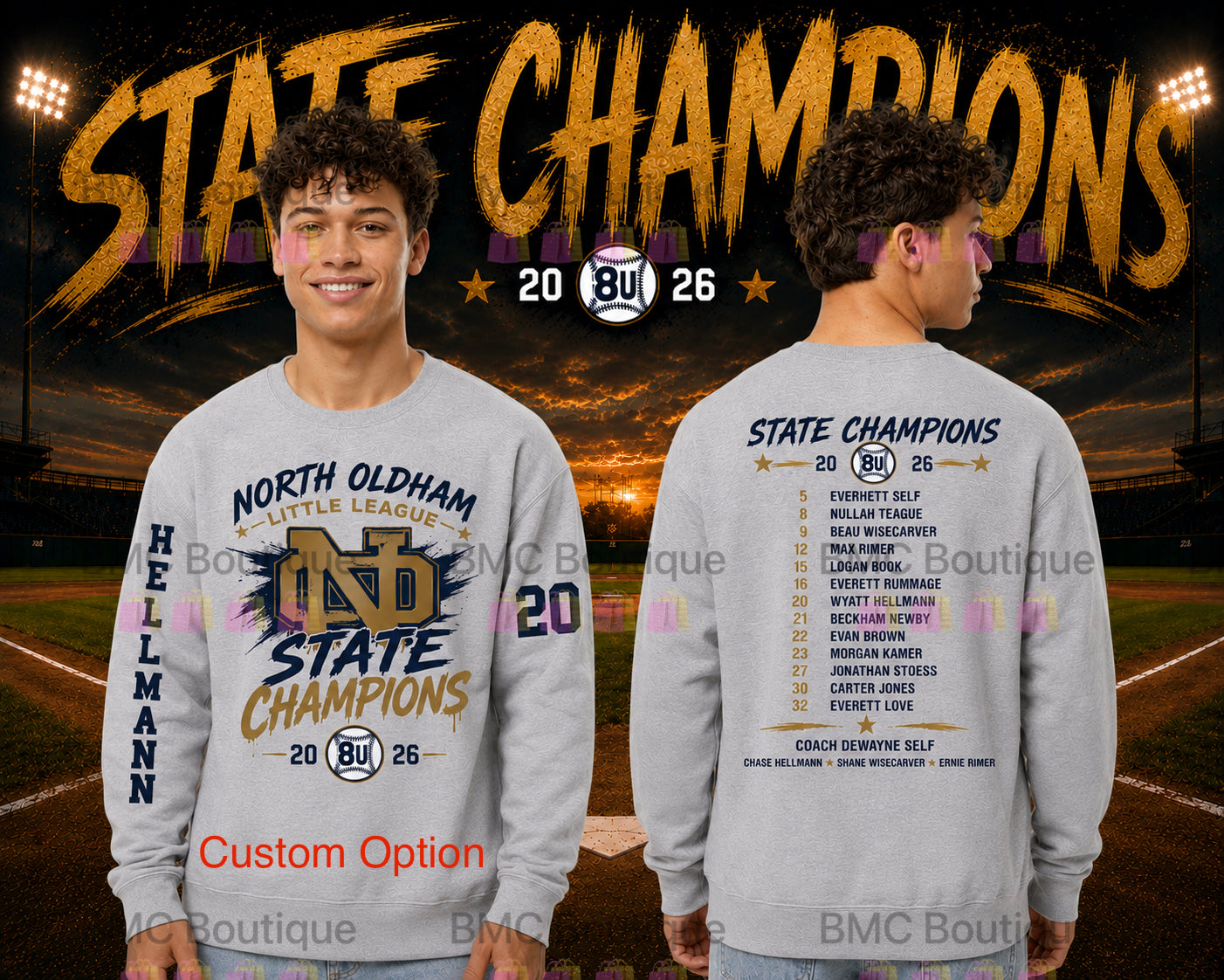 North Oldham Champ Youth Unisex Gildan Crew Neck Sweatshirt