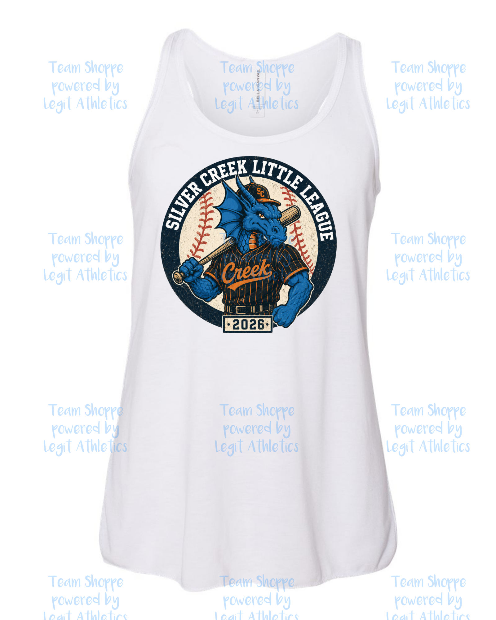 Women's & Girls Bella Flowy Racer Back Silver Creek LL Baseball