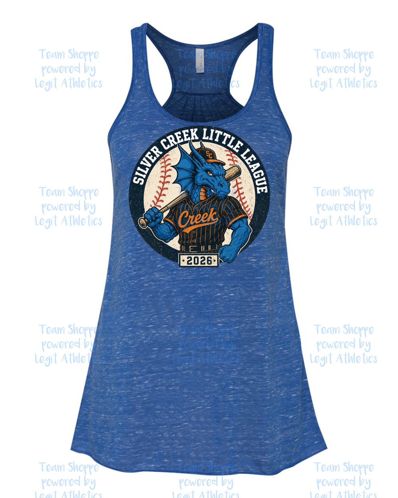 Women's & Girls Bella Flowy Racer Back Silver Creek LL Baseball
