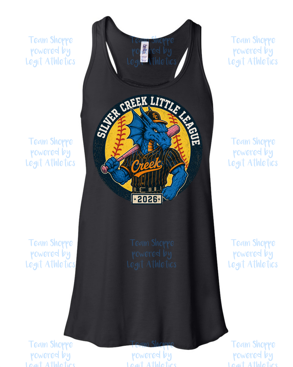 Women's & Girls Bella Flowy Racer Back Silver Creek LL Softball