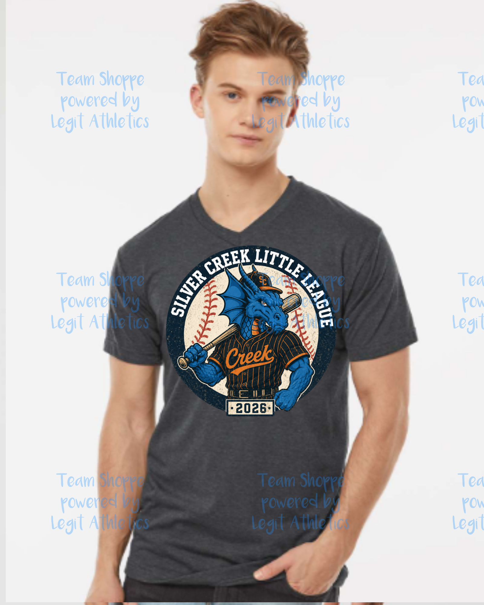 Adult Unisex Vneck Silver Creek LL Baseball