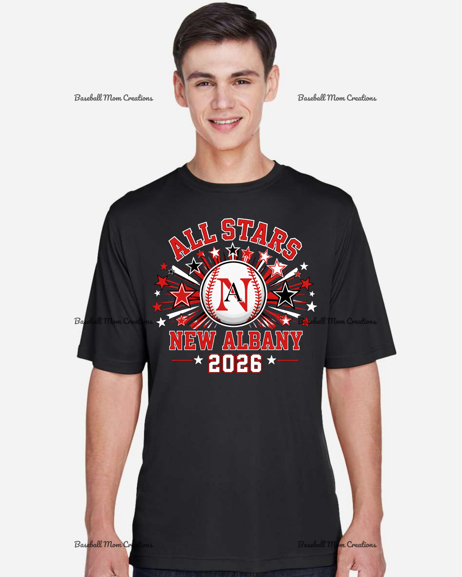 Adult or Youth Drifit Tshirt New Albany LL Baseball with star burst