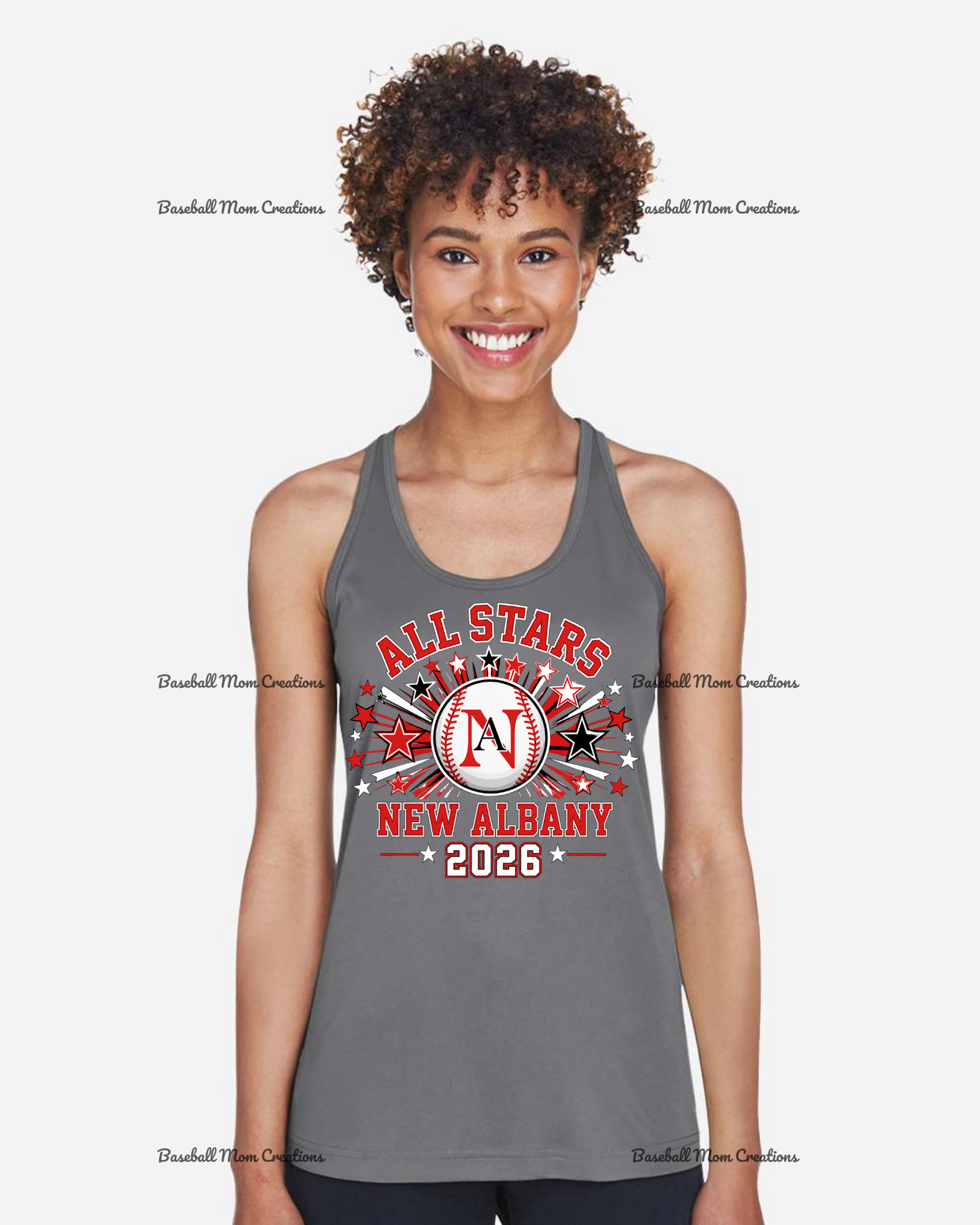 Women's Drifit Tank ~ New Albany LL All Stars Baseball with star burst
