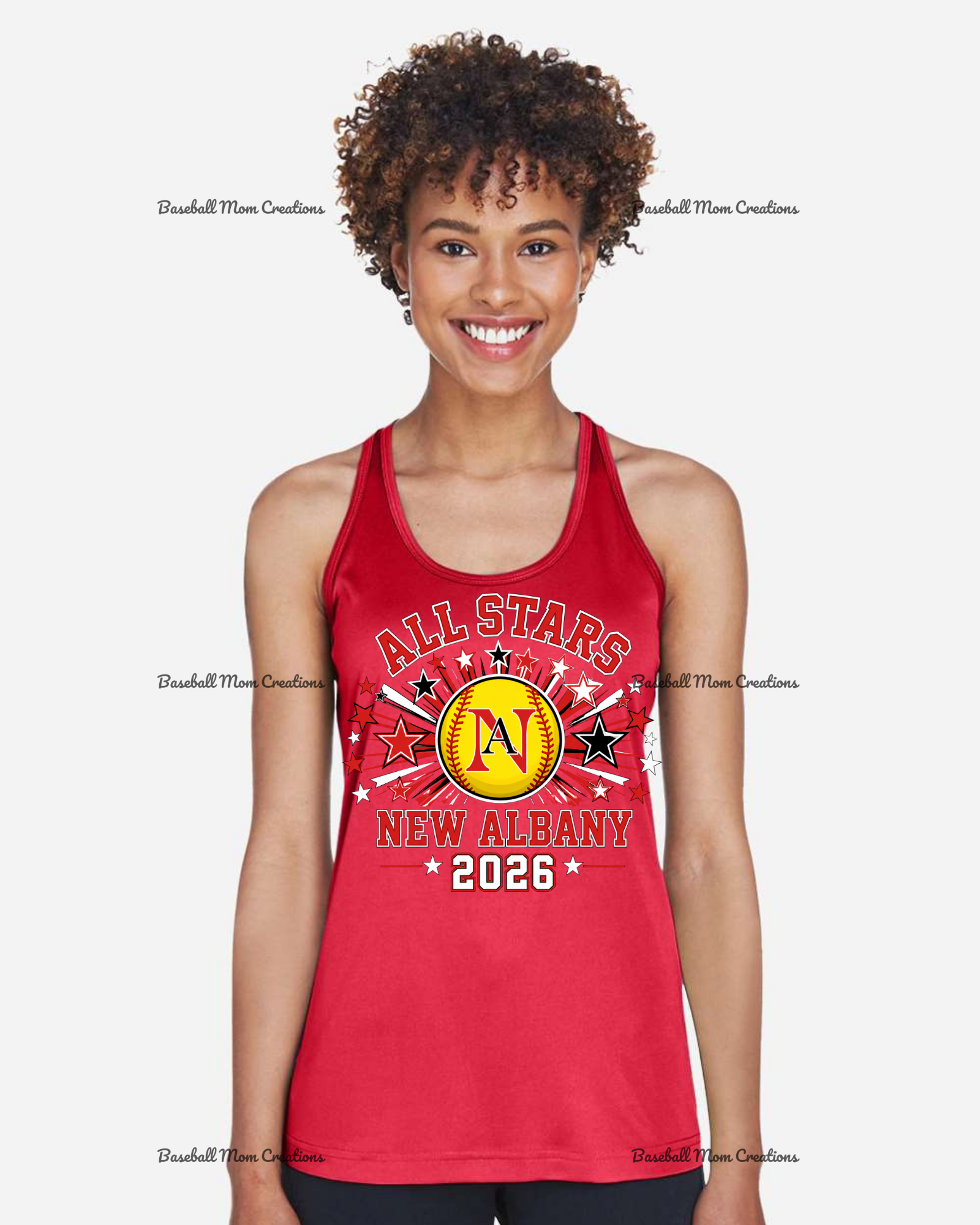 Women's Drifit Tank ~ New Albany LL All Stars Softball with star burst