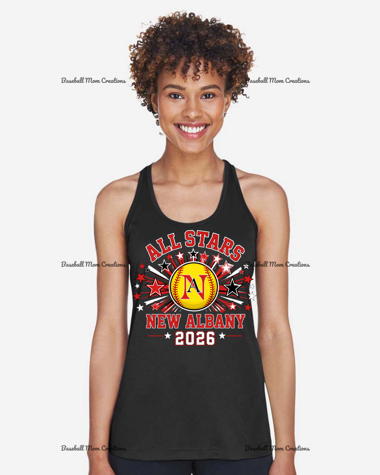 Women's Drifit Tank ~ New Albany LL All Stars Softball with star burst
