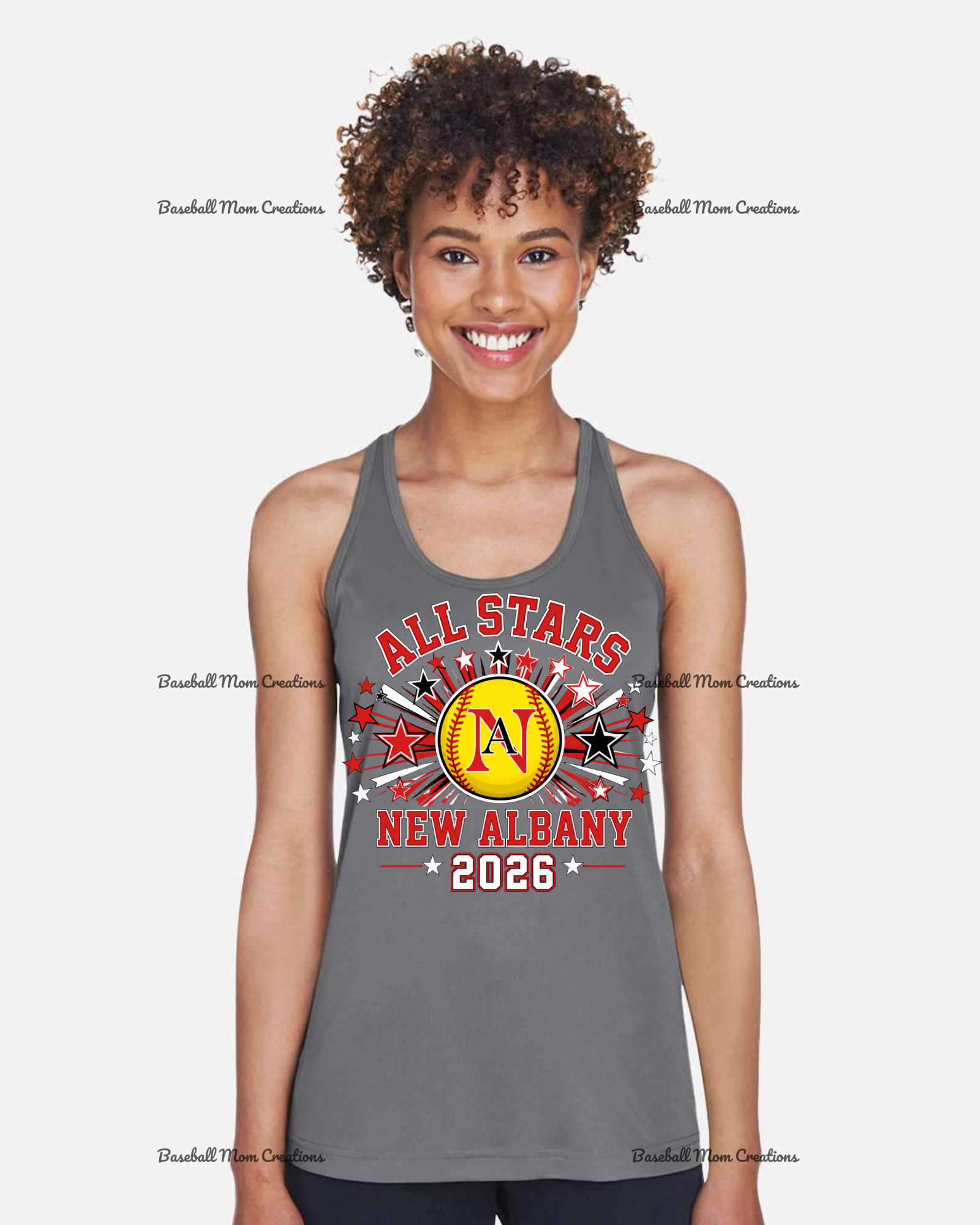 Women's Drifit Tank ~ New Albany LL All Stars Softball with star burst