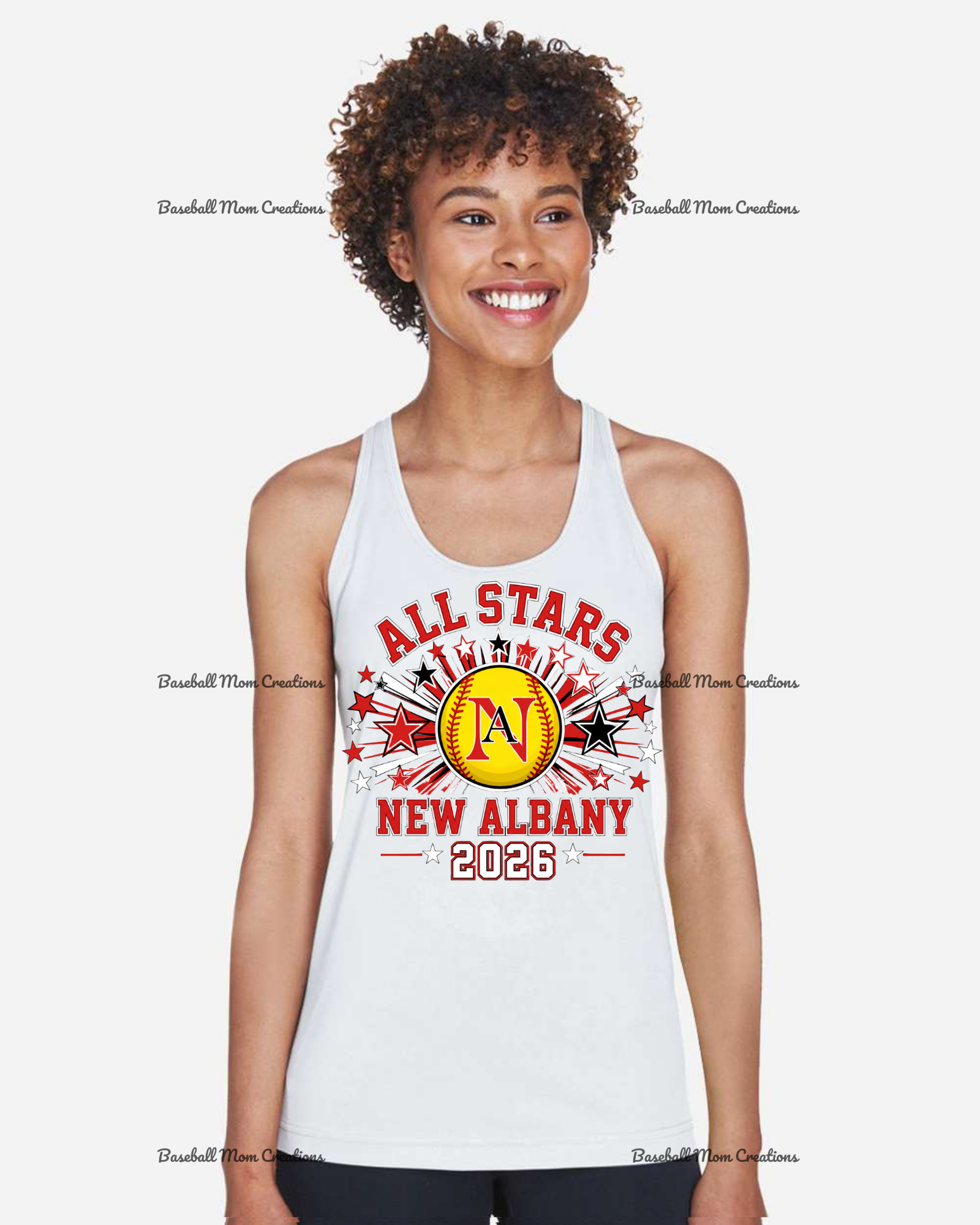 Women's Drifit Tank ~ New Albany LL All Stars Softball with star burst
