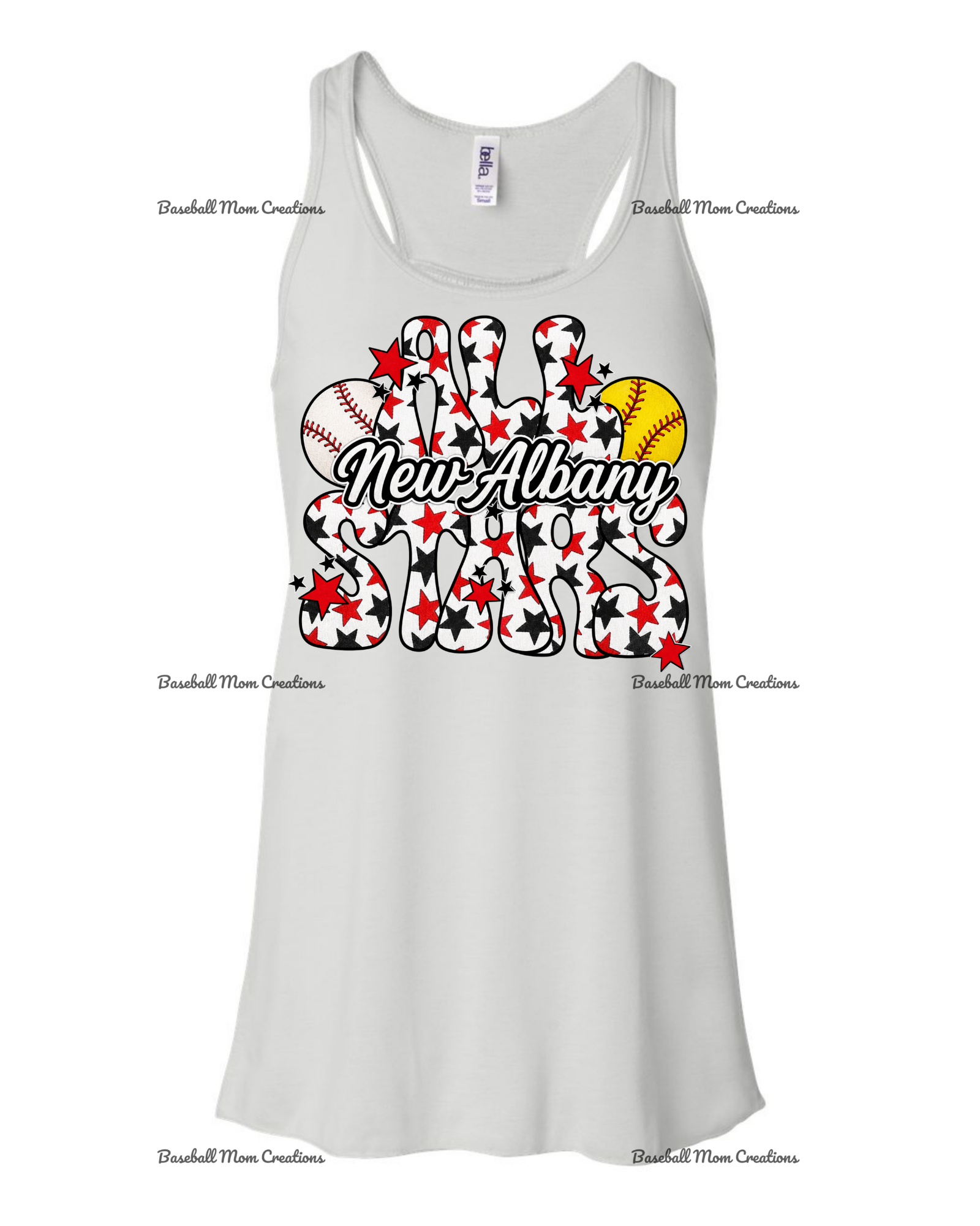Women's & Girls Bella Flowy Racer Back New Albany LL Baseball & Softball