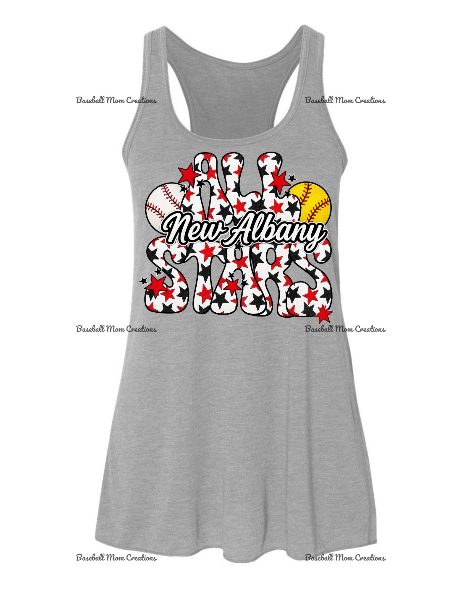 Women's & Girls Bella Flowy Racer Back New Albany LL Baseball & Softball