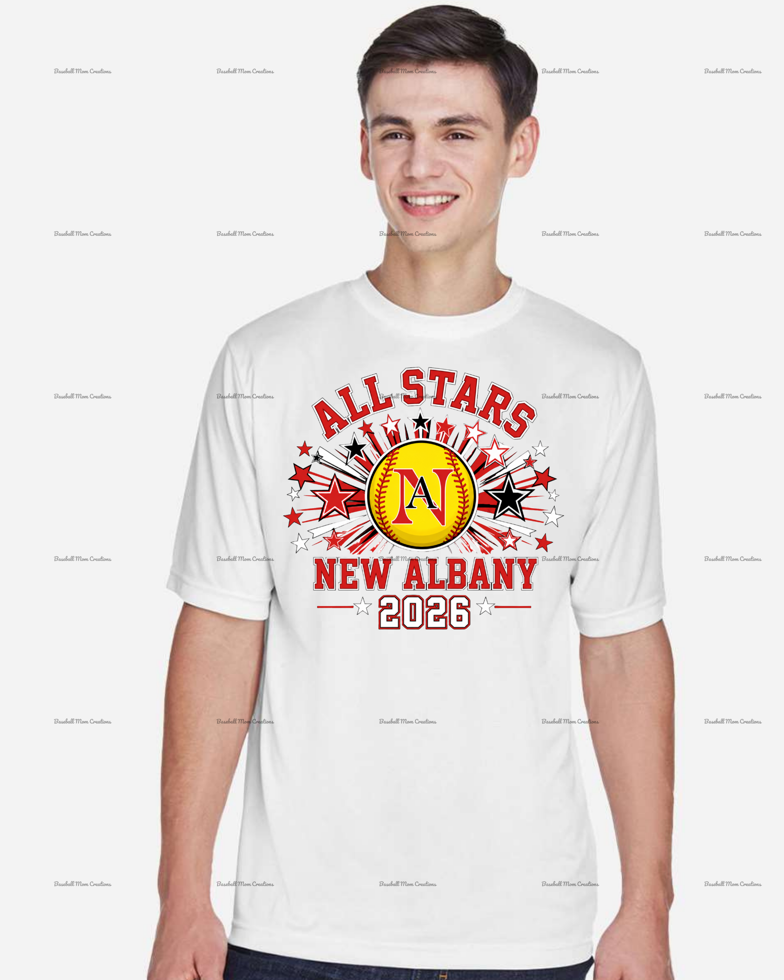 Adult or Youth Unisex Tshirt New Albany LL All Stars ~ Softball with star burst