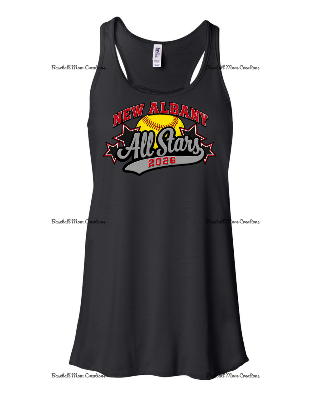 Women's & Girls Bella Flowy Racer Back New Albany LL Softball