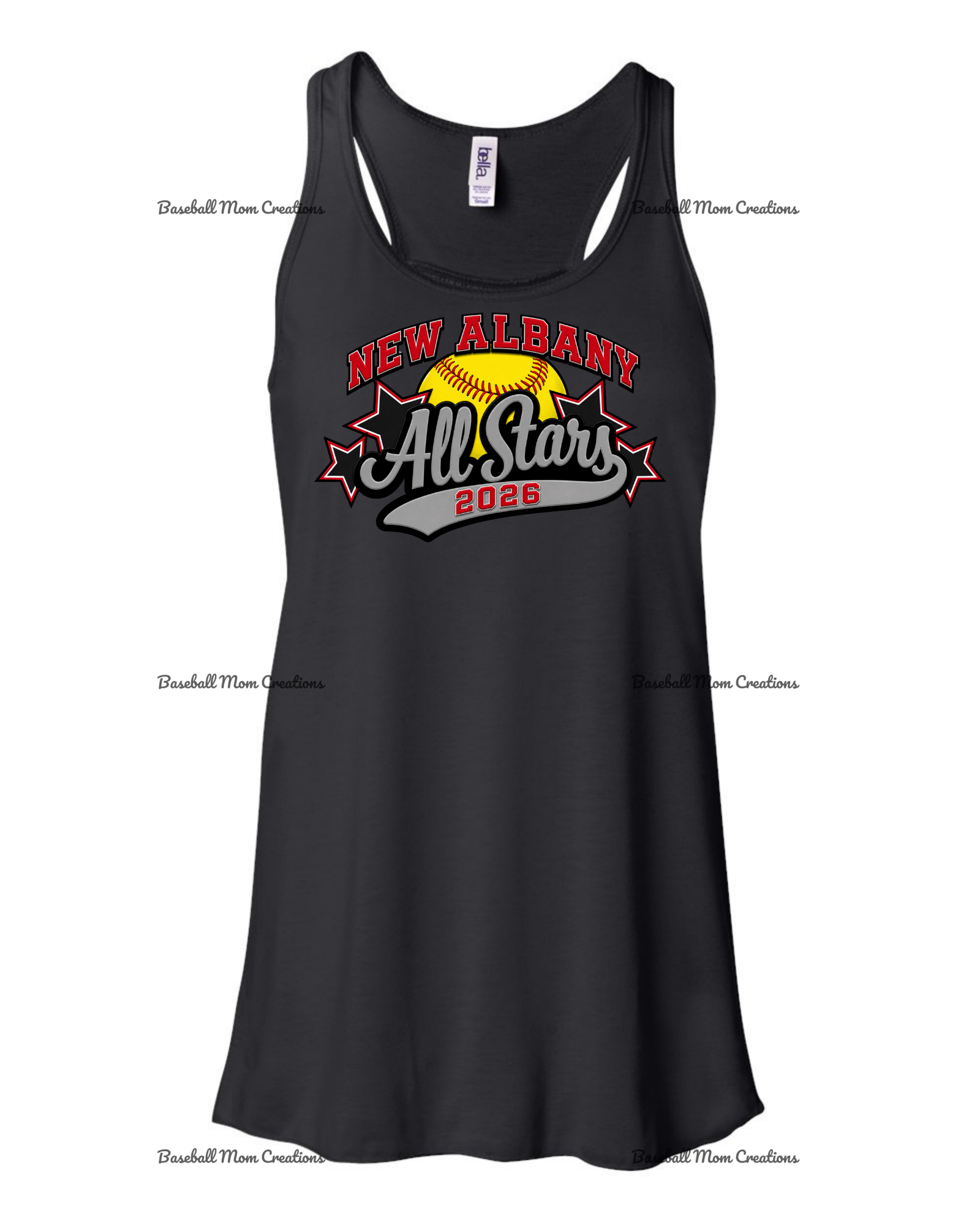 Women's & Girls Bella Flowy Racer Back New Albany LL Softball