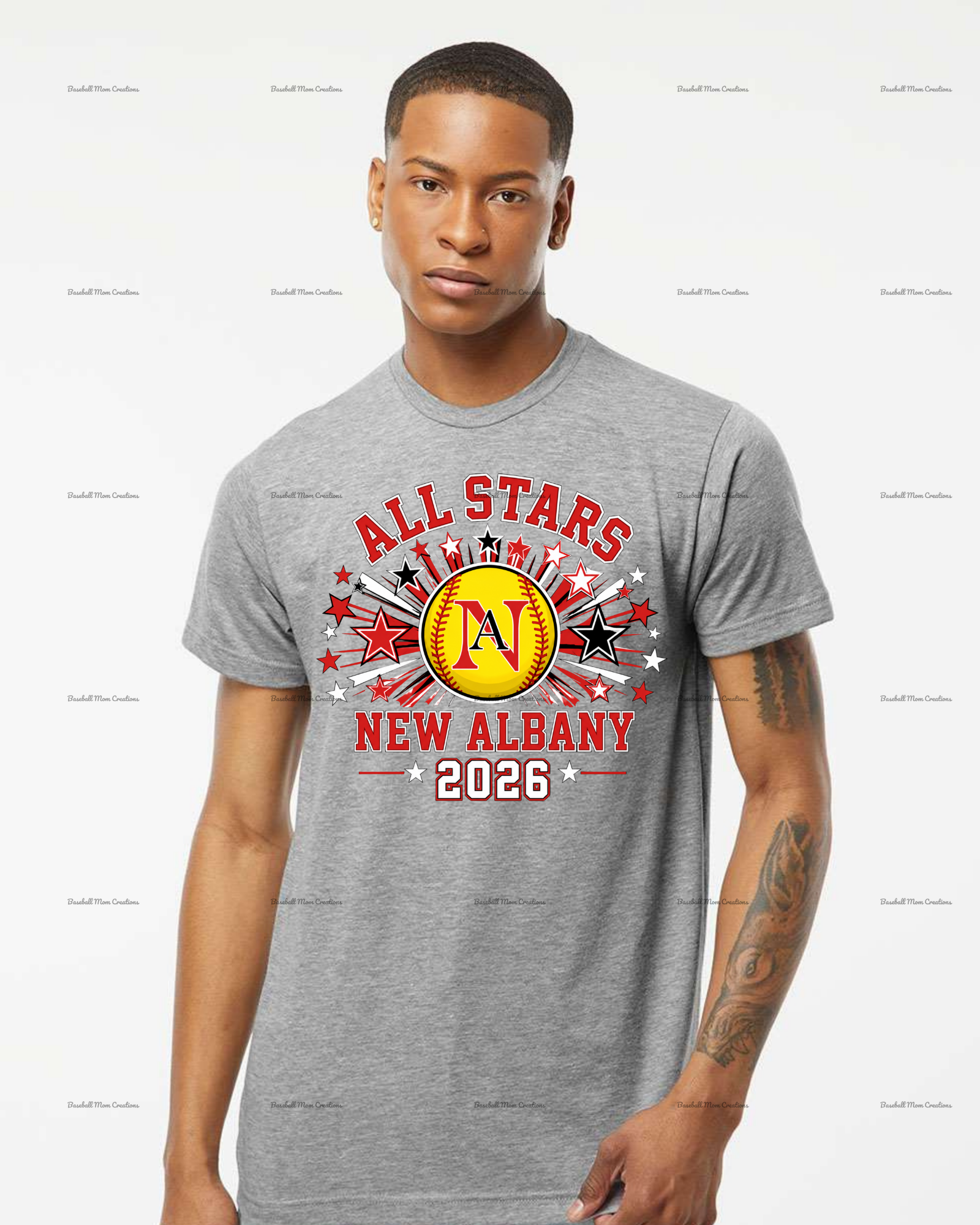 Adult or Youth Unisex Tshirt New Albany LL All Stars ~ Softball with star burst