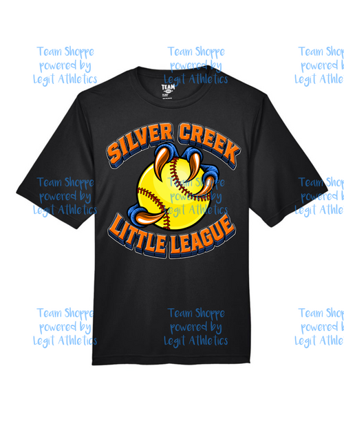 Adult or Youth Drifit Tshirt Silver Creek LL Softball