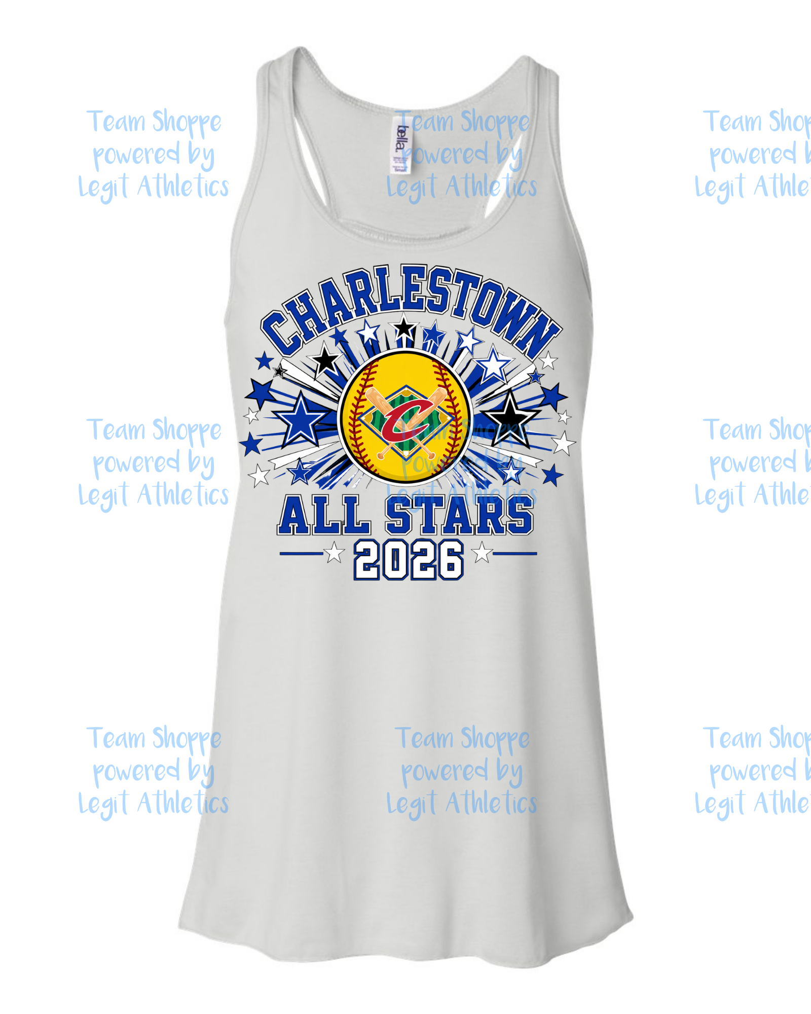 Women's & Girls Bella Flowy Racer Back Charlestown ALL STARS Softball