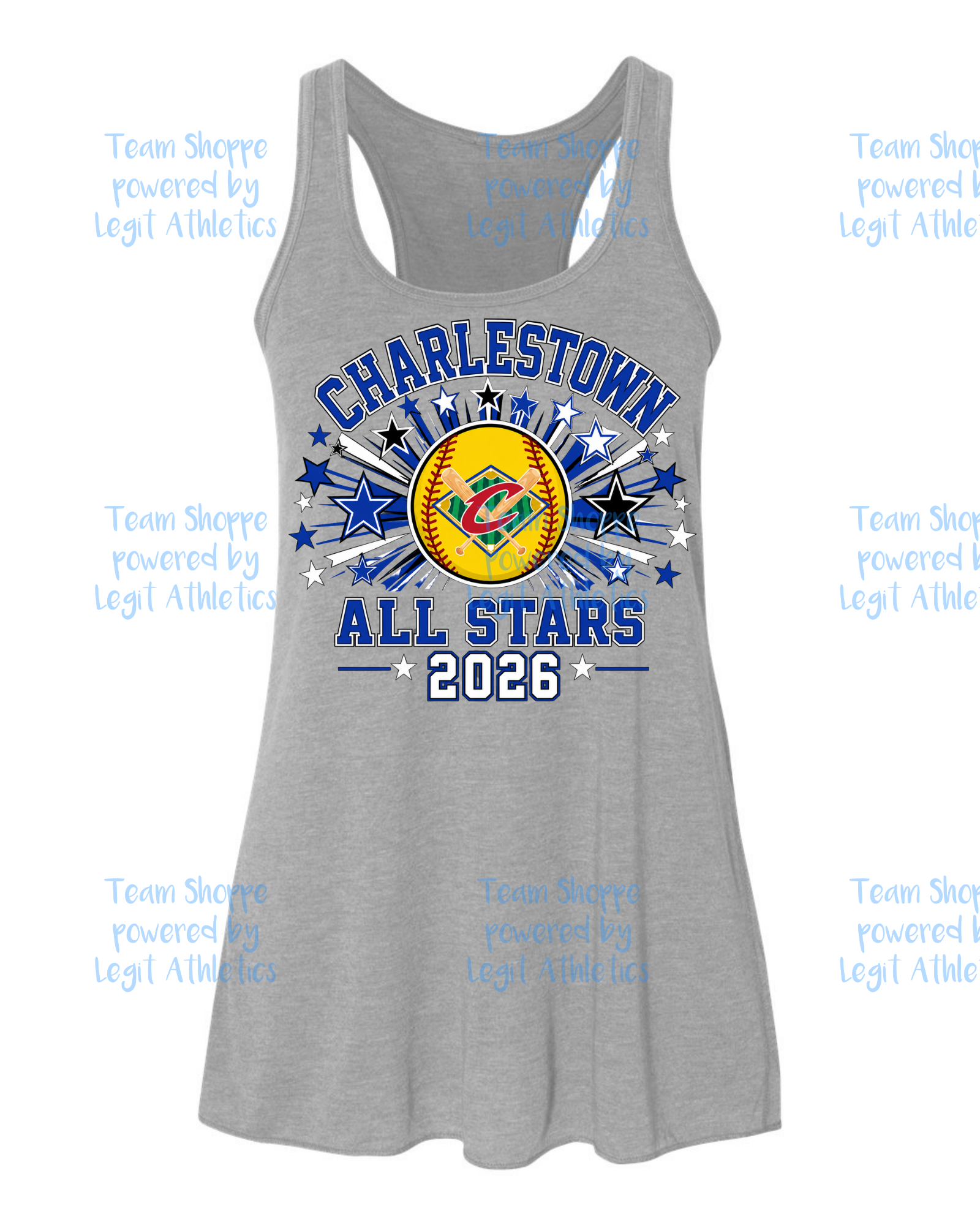 Women's & Girls Bella Flowy Racer Back Charlestown ALL STARS Softball