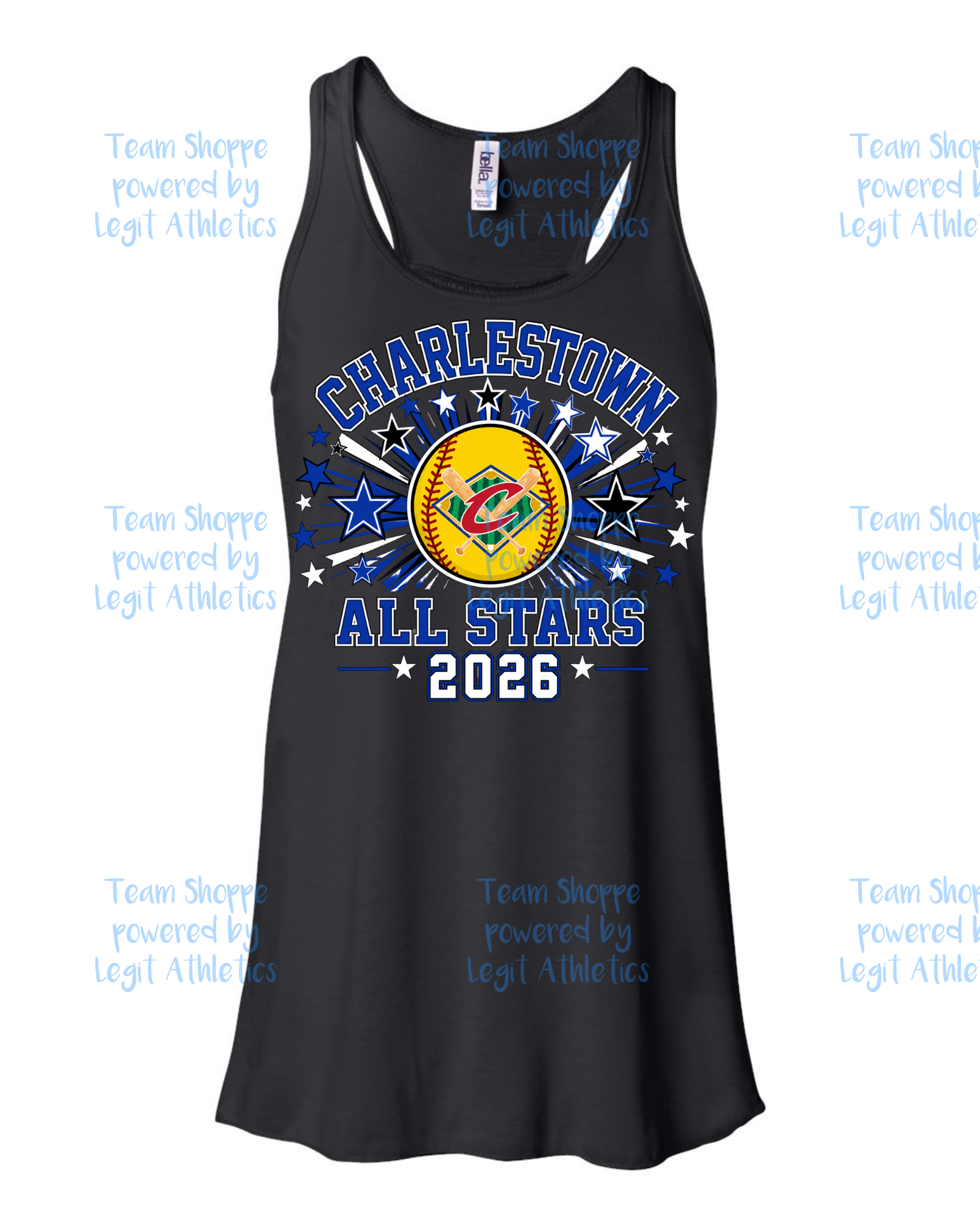 Women's & Girls Bella Flowy Racer Back Charlestown ALL STARS Softball